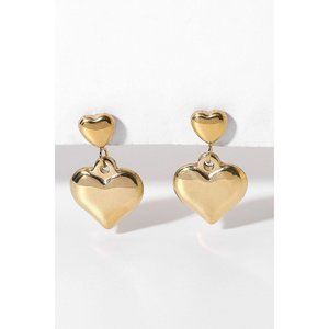 14K Gold Plated Double Heart Stud Earrings